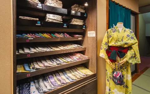 Colored yukata prepared for overnight guests