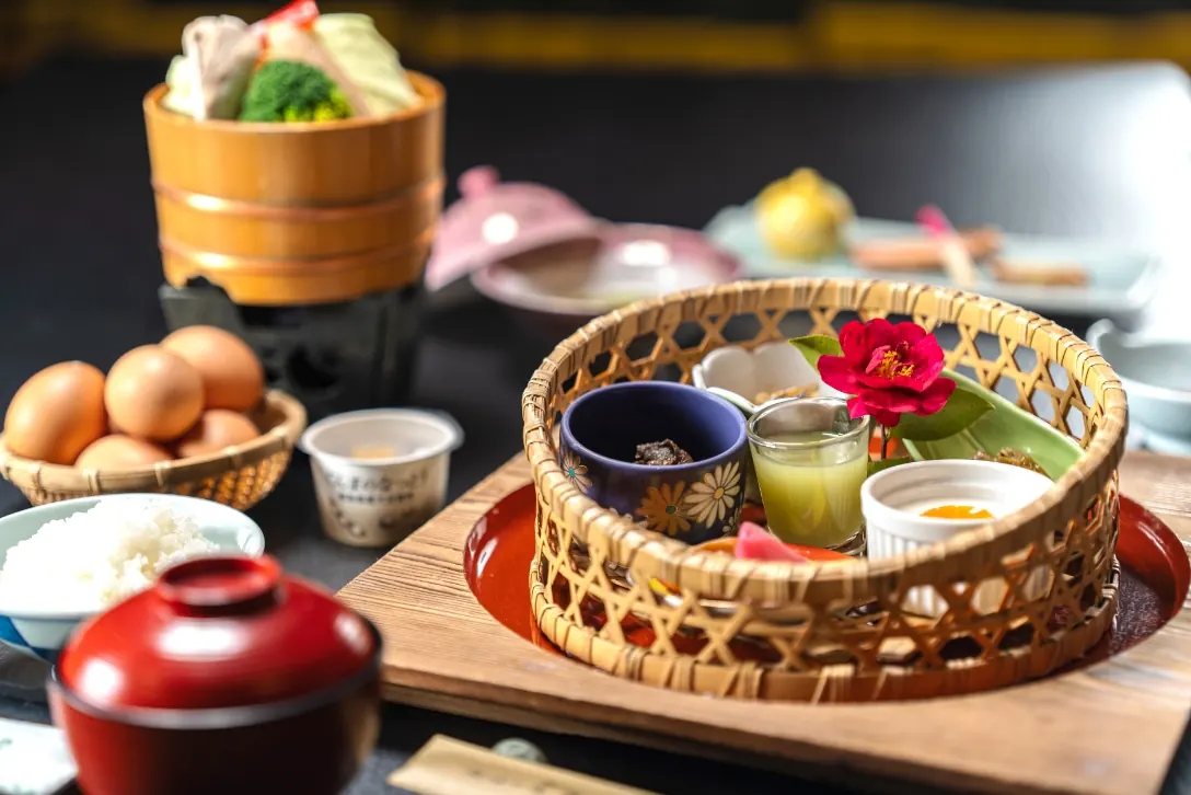 Artfully plated Gunma kaiseki dishes
